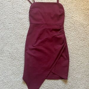 Hello Molly Asymmetrical Burgundy Dress